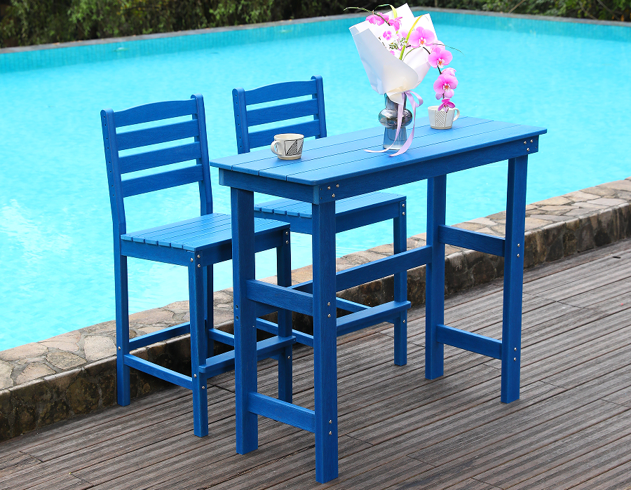 ชุดรับประทานอาหารบาร์ HDPE Vibrant Blue Social