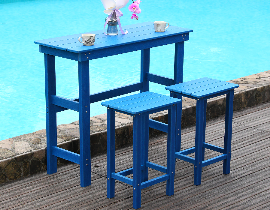 ชุดรับประทานอาหารบาร์ทรงสูง HDPE Coastal Blue