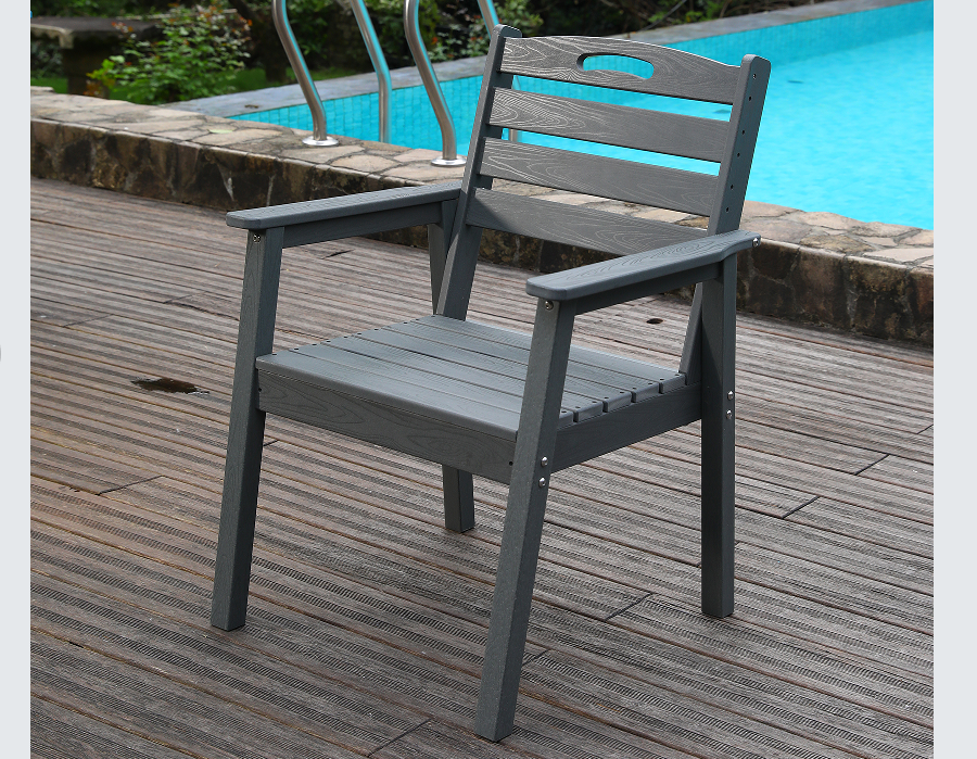 เก้าอี้รับประทานอาหาร HDPE หลังเดี่ยว Slate Grey