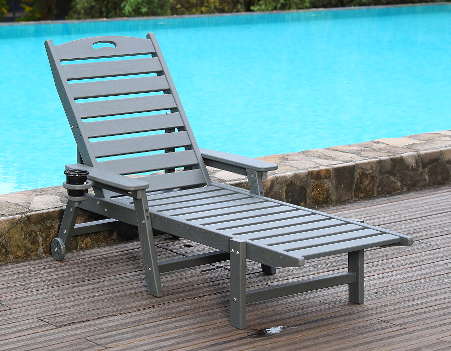 เก้าอี้เลานจ์ Adirondack เดี่ยว HDPE สีเทา Urban Grey