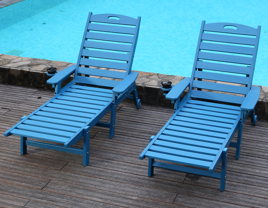 ชุด Adirondack เอนนอน HDPE ของ Serene Ocean Blue 2 แพ็ค