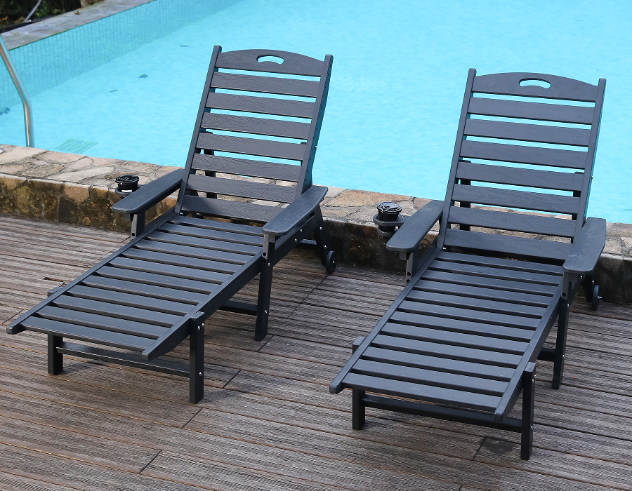 ชุดเก้าอี้ Adirondack ปรับเอน HDPE สีดำ Jet Black 2 แพ็ค