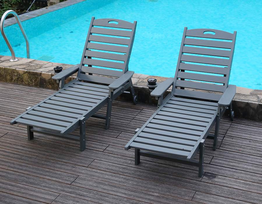 ชุดเก้าอี้เอนนอน Adirondack HDPE Storm Grey 2 แพ็ค