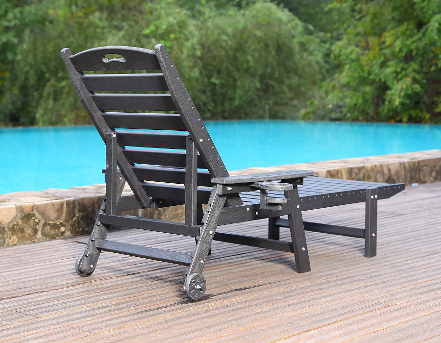 เก้าอี้เลานจ์ Adirondack ริมสระน้ำ HDPE สีน้ำเงินพร้อมดำน้ำ