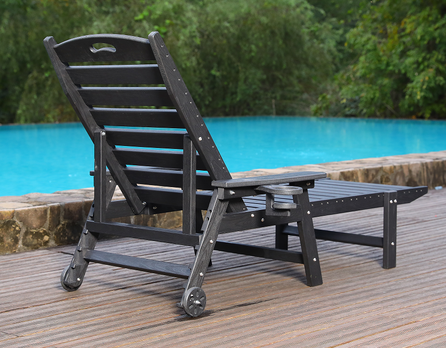 เก้าอี้เลานจ์ Adirondack ริมสระน้ำ HDPE สีน้ำเงินพร้อมดำน้ำ