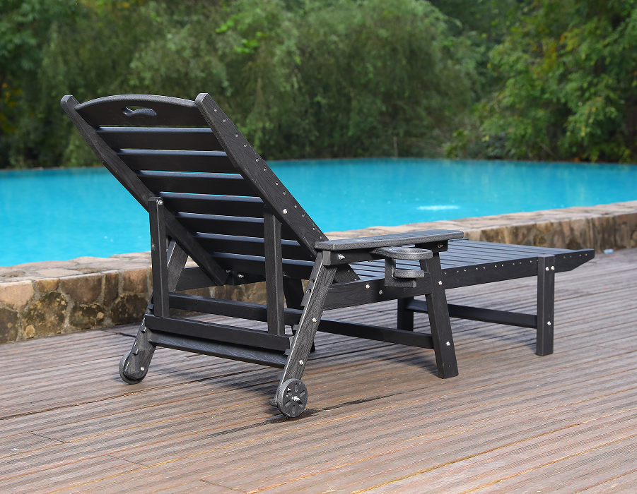 เก้าอี้เลานจ์ Adirondack ริมสระน้ำ HDPE สีน้ำเงินพร้อมดำน้ำ