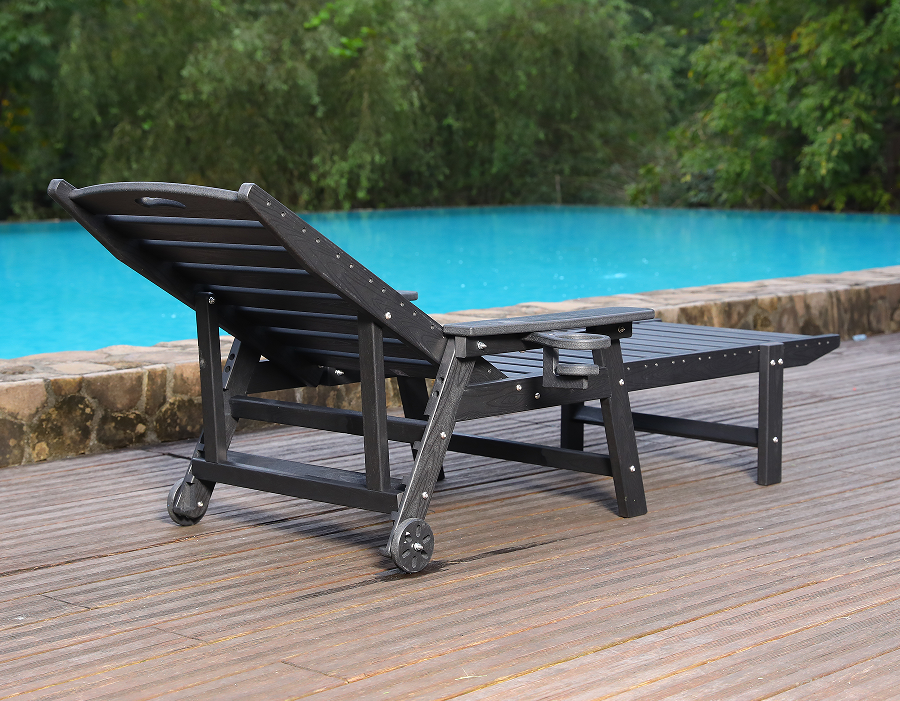 เก้าอี้เลานจ์ Adirondack ริมสระน้ำ HDPE สีน้ำเงินพร้อมดำน้ำ