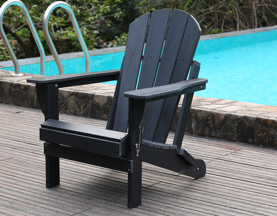 เก้าอี้กบ HDPE Adirondack สีดำทุกสภาพอากาศ