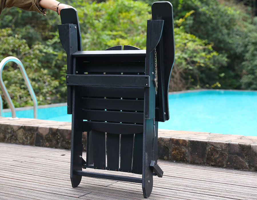 เก้าอี้กบ HDPE Adirondack สีดำทุกสภาพอากาศ