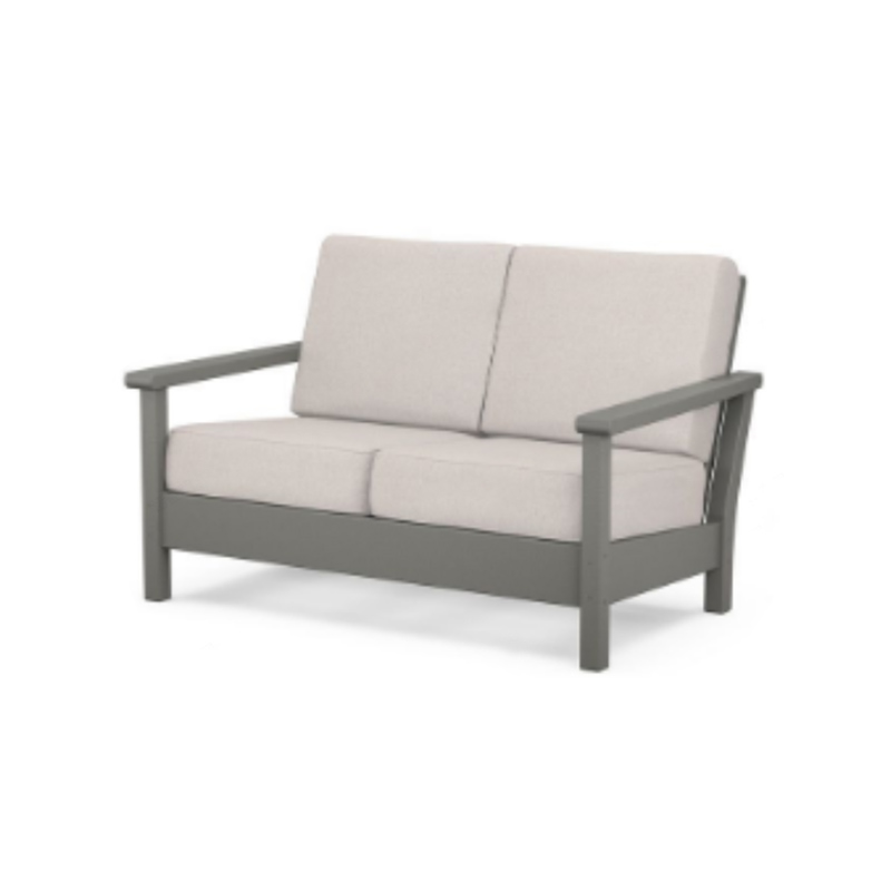 HDPE สีเทาทุกสภาพอากาศใช้โซฟาคู่ Loveseat กลางแจ้ง