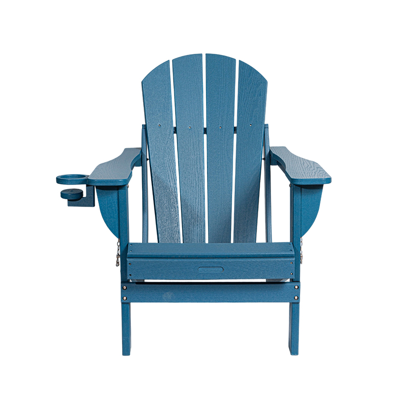 เก้าอี้ Adirondack ไม้สีน้ำเงินเข้มสำหรับลานกลางแจ้ง